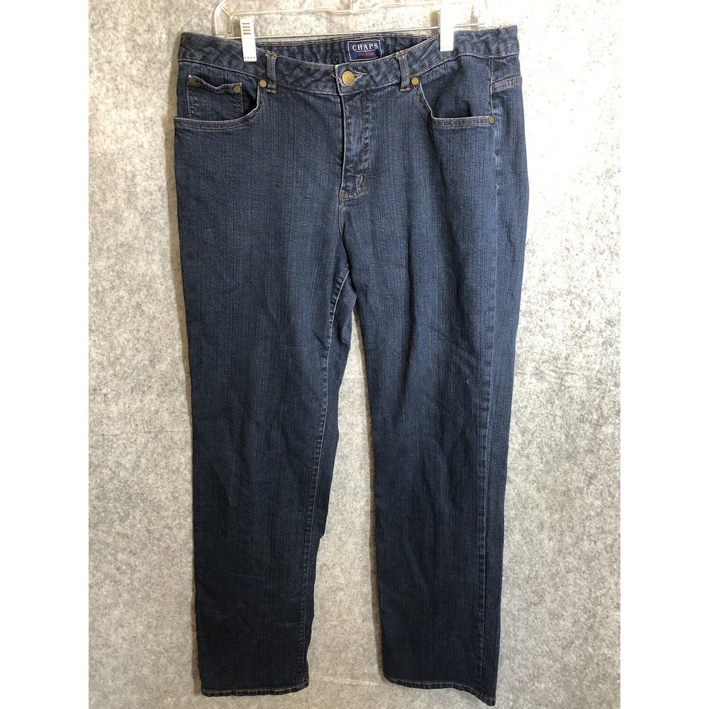Chaps Jeans Womens 14 Blue Denim Boot Cut  Dark Wash Stretch